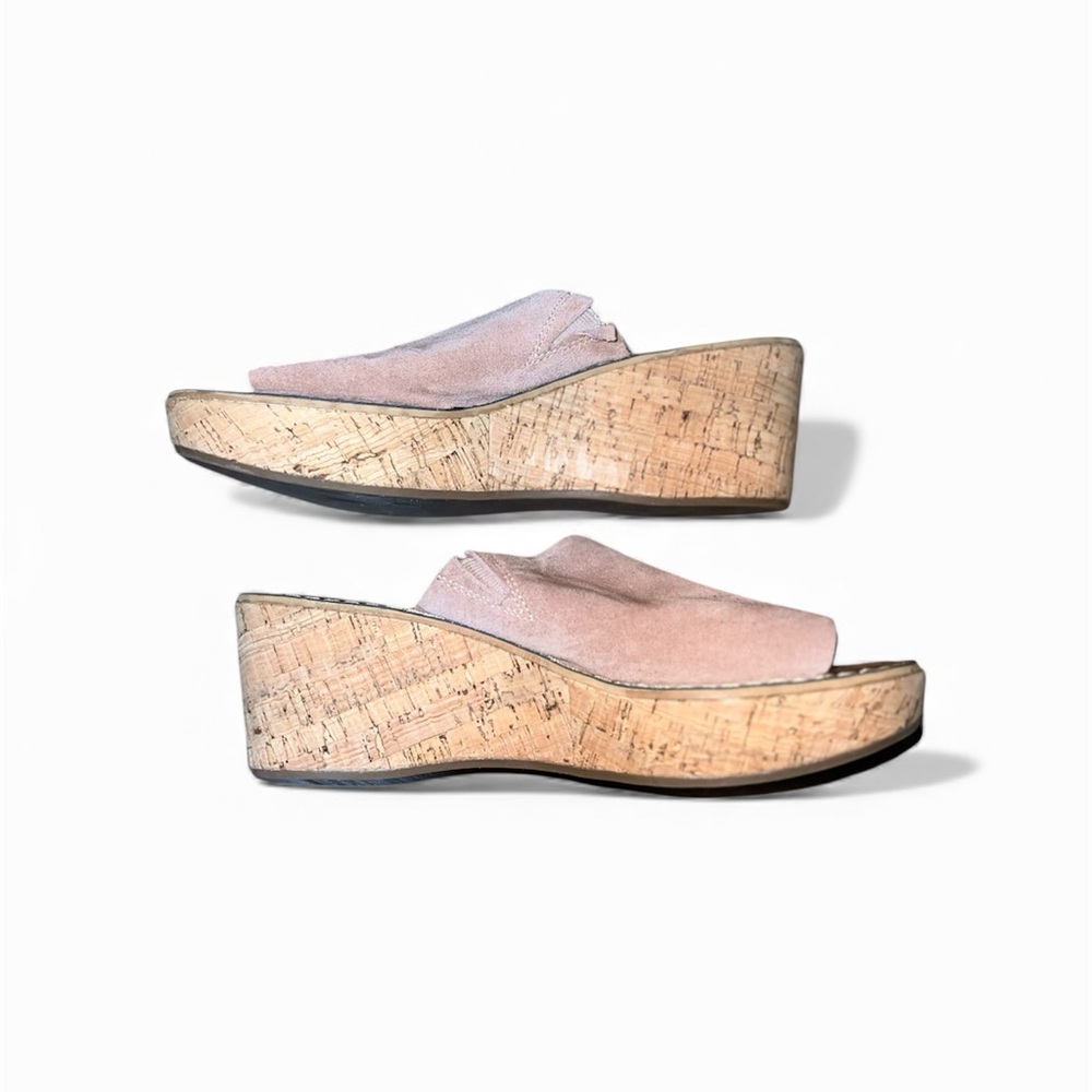 Sam Edelman Ranger Tan Suede Cork Wedge Ipen Toe Slip On Sandal Clogs